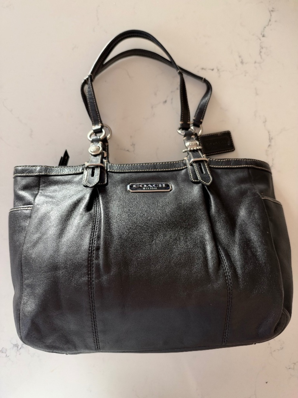 Y2K Coach Black Leather Tote